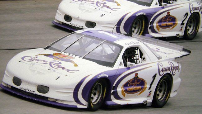 Pair of Crown Royal liveried stock cars