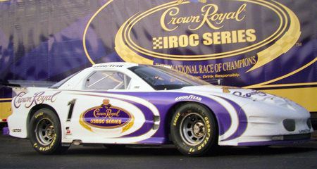IROC Series race car in front of an International Race of Champions backdrop