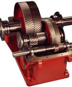 Oilfield gearbox assembly, cutaway view