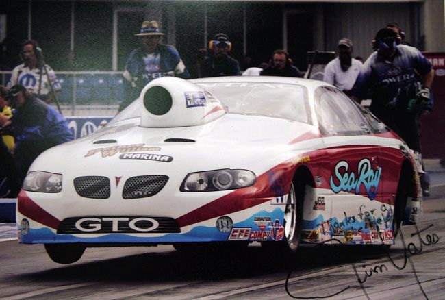 Sea Ray liveried GTO stock car in the staging lanes